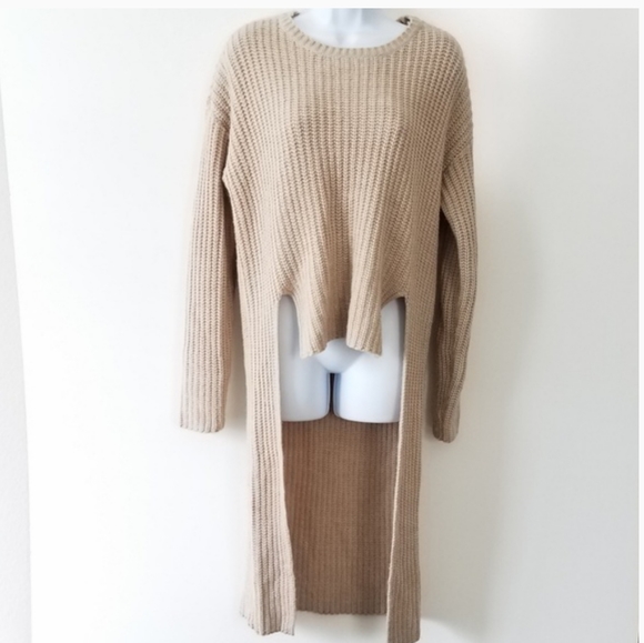 SOLD• Xhiliration Tan Knitted Sweater Medium - Picture 2 of 6